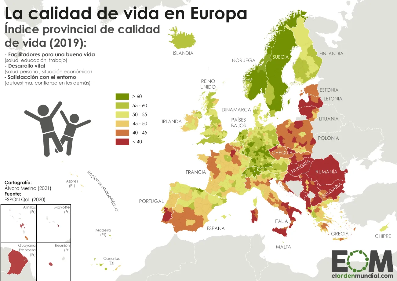 Mapa de la calidad de vida en Europa